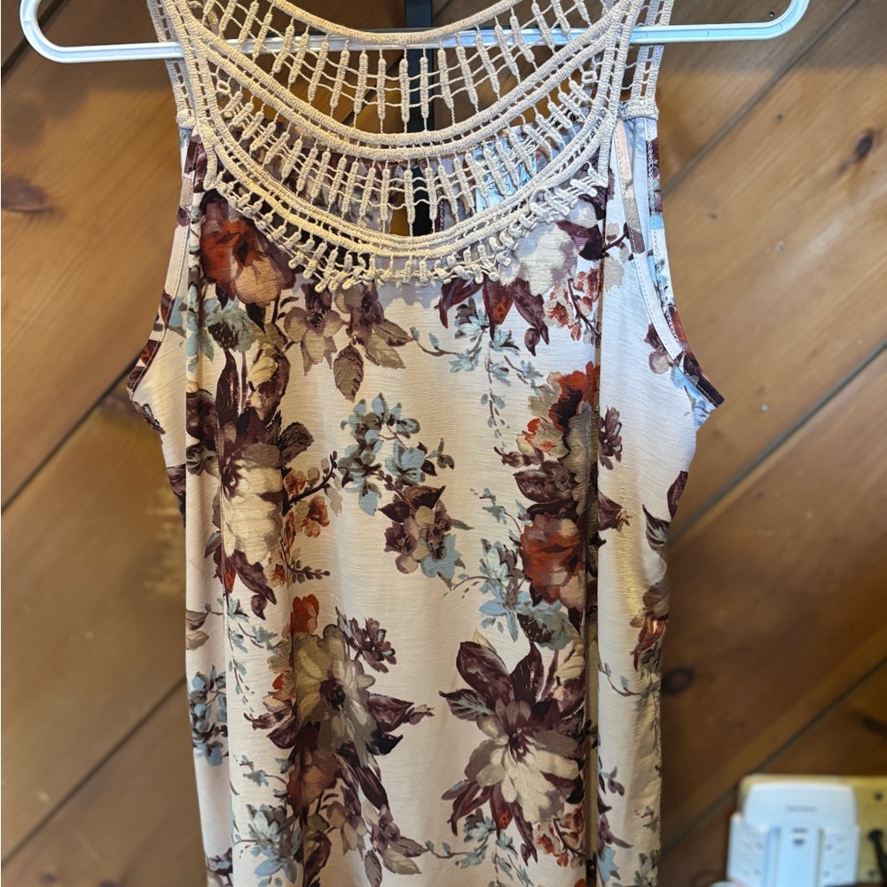NAIF Floral Top with Crochet Detail